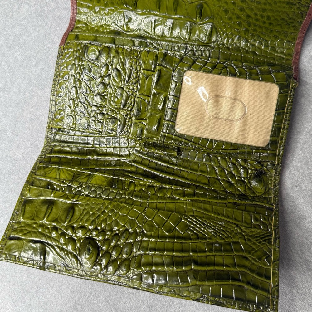 Brahmin Soft Checkbook Embossed Leather Wallet, Green/ Brown - Picture 5 of 6